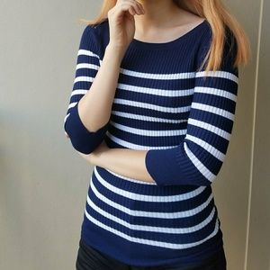Our Time Navy and White Stripped Sweater